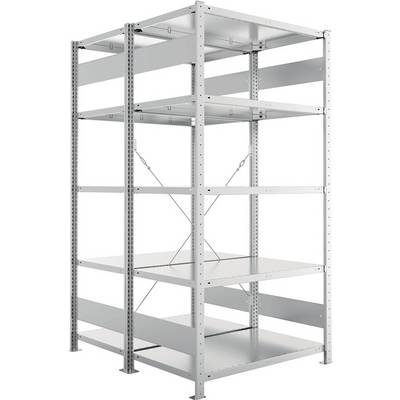 Steckregal CLIP 150 H2000xB1000xT2x600mm Grundregal verz.2x5Stahlböden META-0