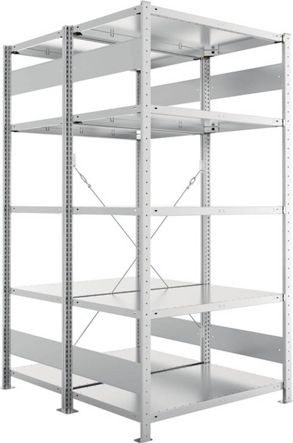 Steckregal CLIP 150 H2000xB1000xT2x600mm Grundregal verz.2x5Stahlböden META