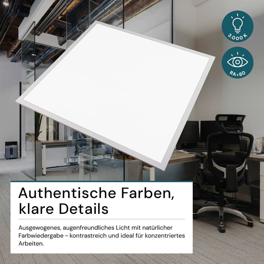 LUXULA LED Panel 62x62 cm 36W 3600lm 3000K Warmweiß Büro- Deckenleuchte Backlit Einbauleuchte für Rasterdecken-3