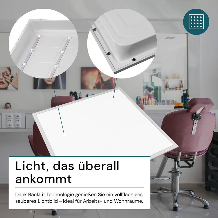 LUXULA LED Panel 62x62 cm 36W 3600lm 3000K Warmweiß Büro- Deckenleuchte Backlit Einbauleuchte für Rasterdecken-4