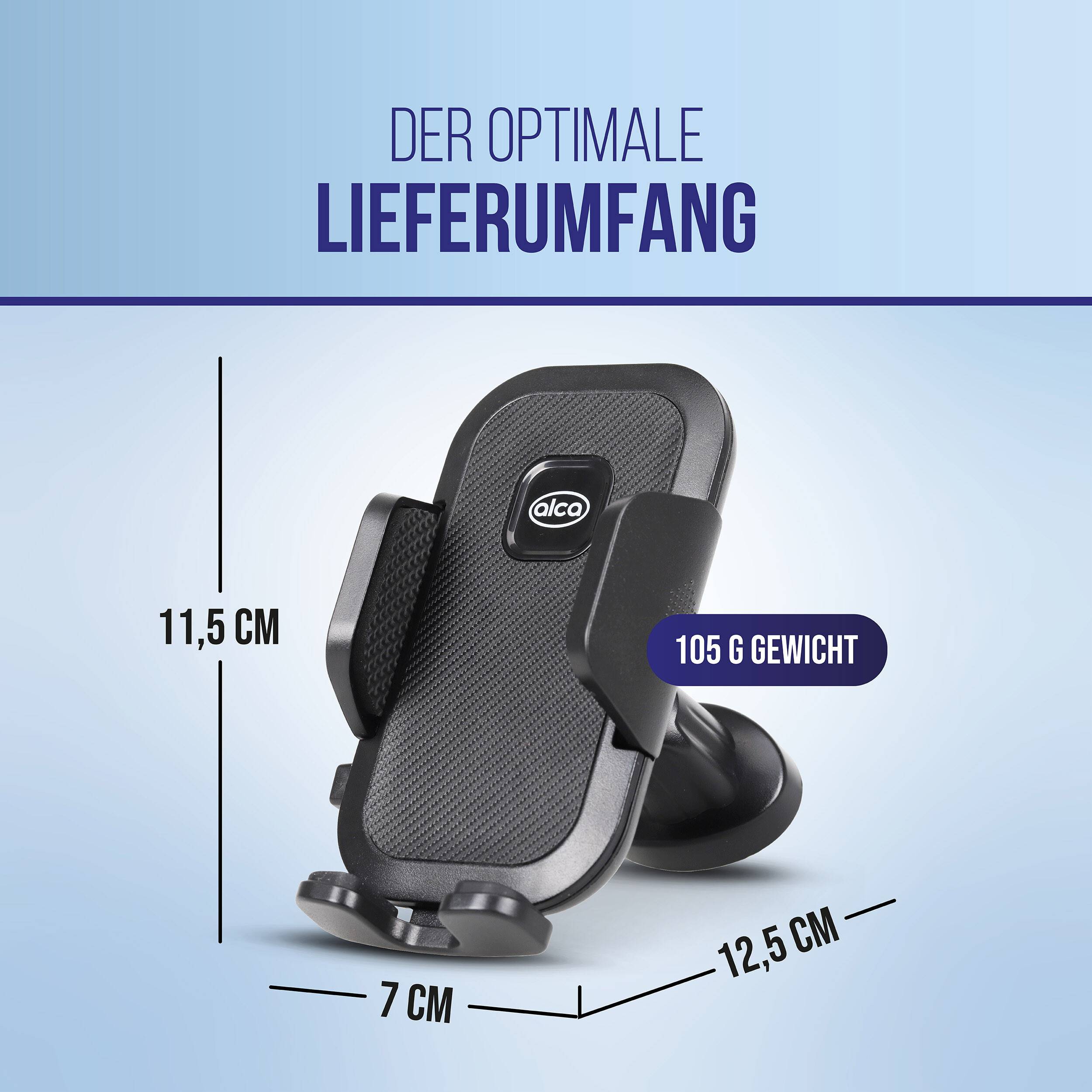 alca® Handyhalterung mit Haken, 4,6-6,8" für Lüftungsgitter, 360° drehbar schwarz-2