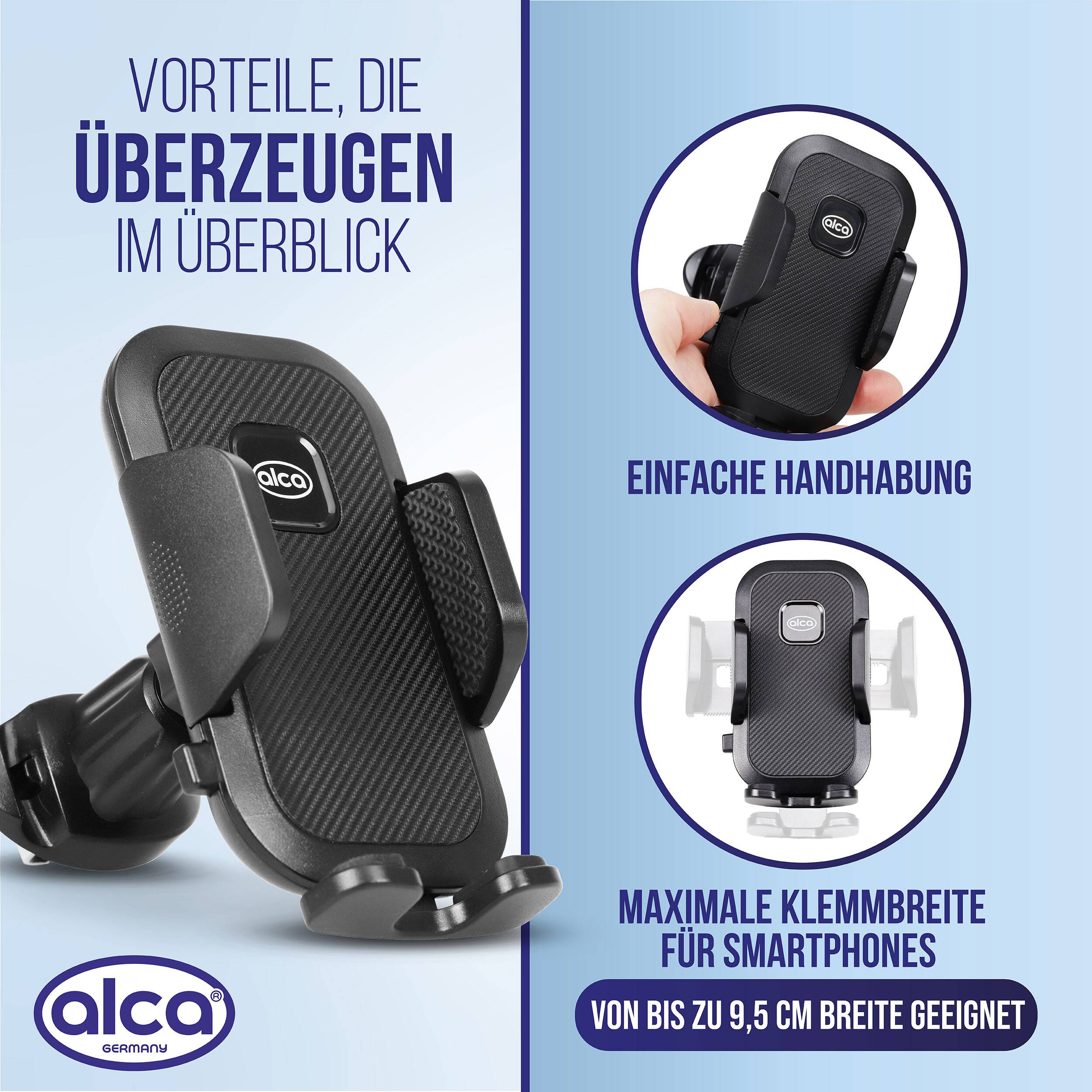 alca® Handyhalterung mit Haken, 4,6-6,8" für Lüftungsgitter, 360° drehbar schwarz-3
