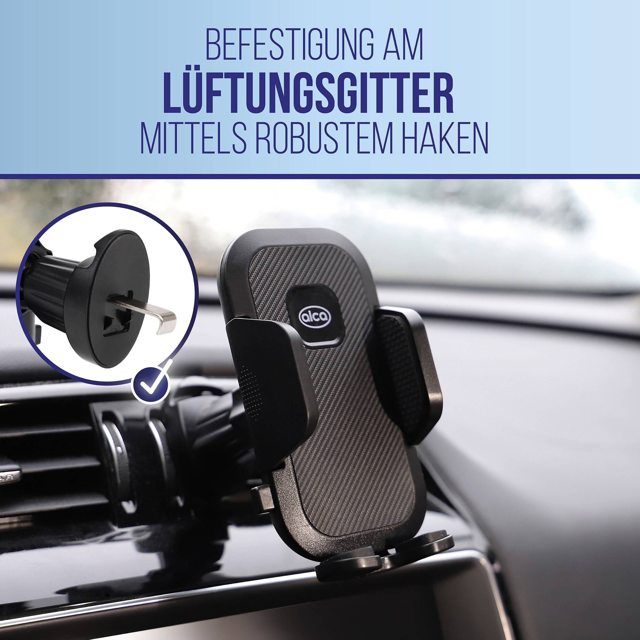 alca® Handyhalterung mit Haken, 4,6-6,8" für Lüftungsgitter, 360° drehbar schwarz-4