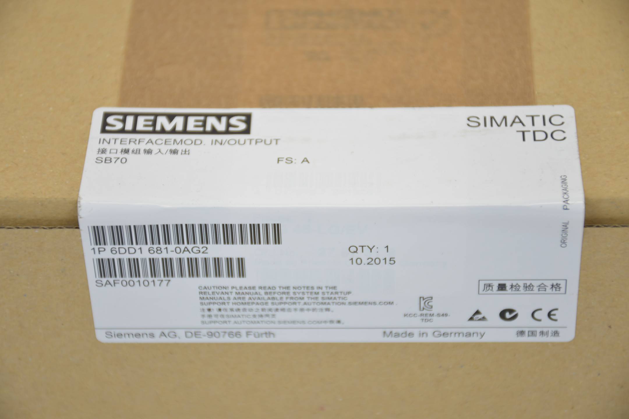 Siemens simatic TDC Interfacemodul SB70 6DD1 681-0AG2 ( 6DD1681-0AG2 ) Ver A-2