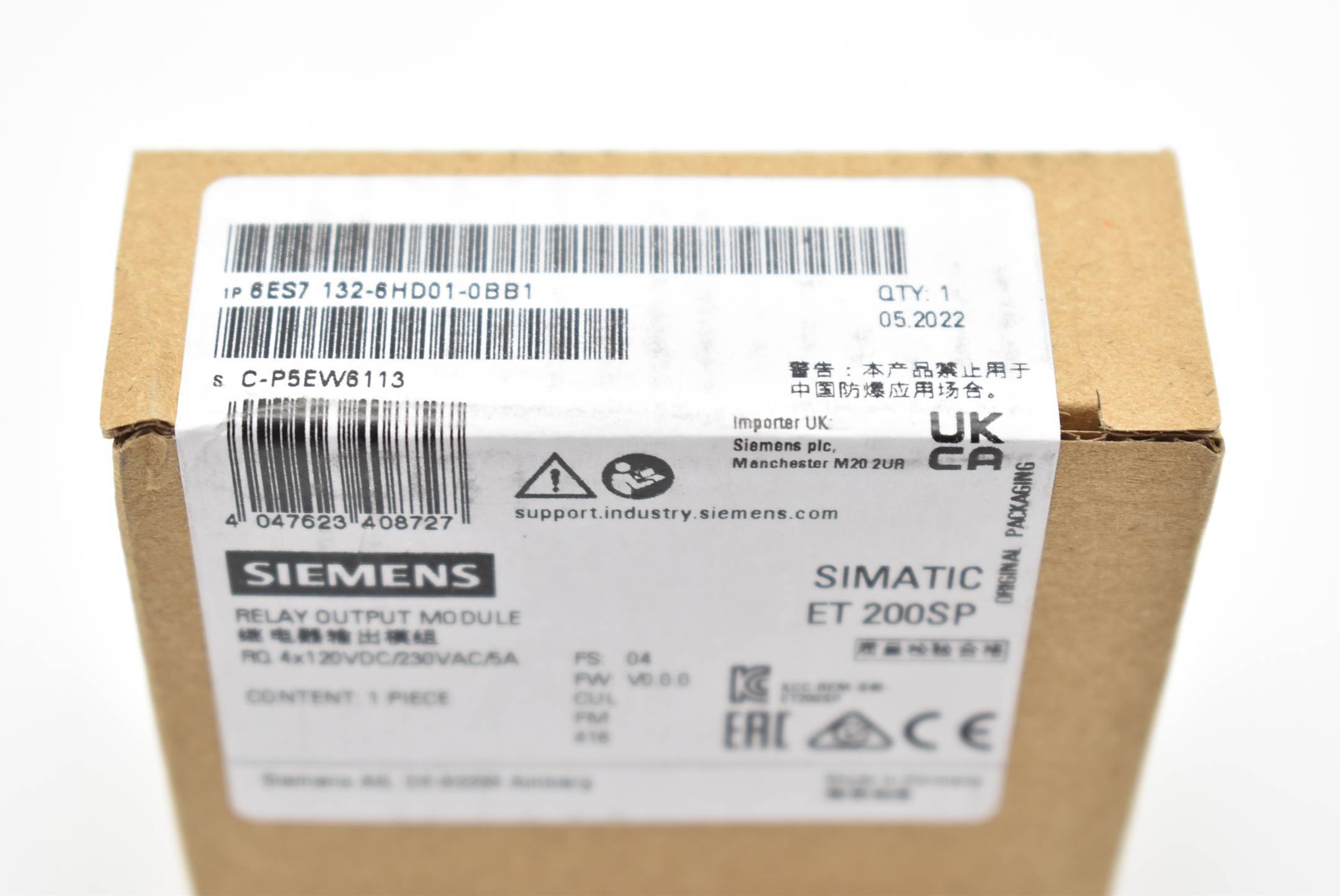 Siemens 6ES7132-6HD01-0BB1 - SIMATIC ET 200SP, Relaismodul, RQ NO 4x 120V DC..2-3