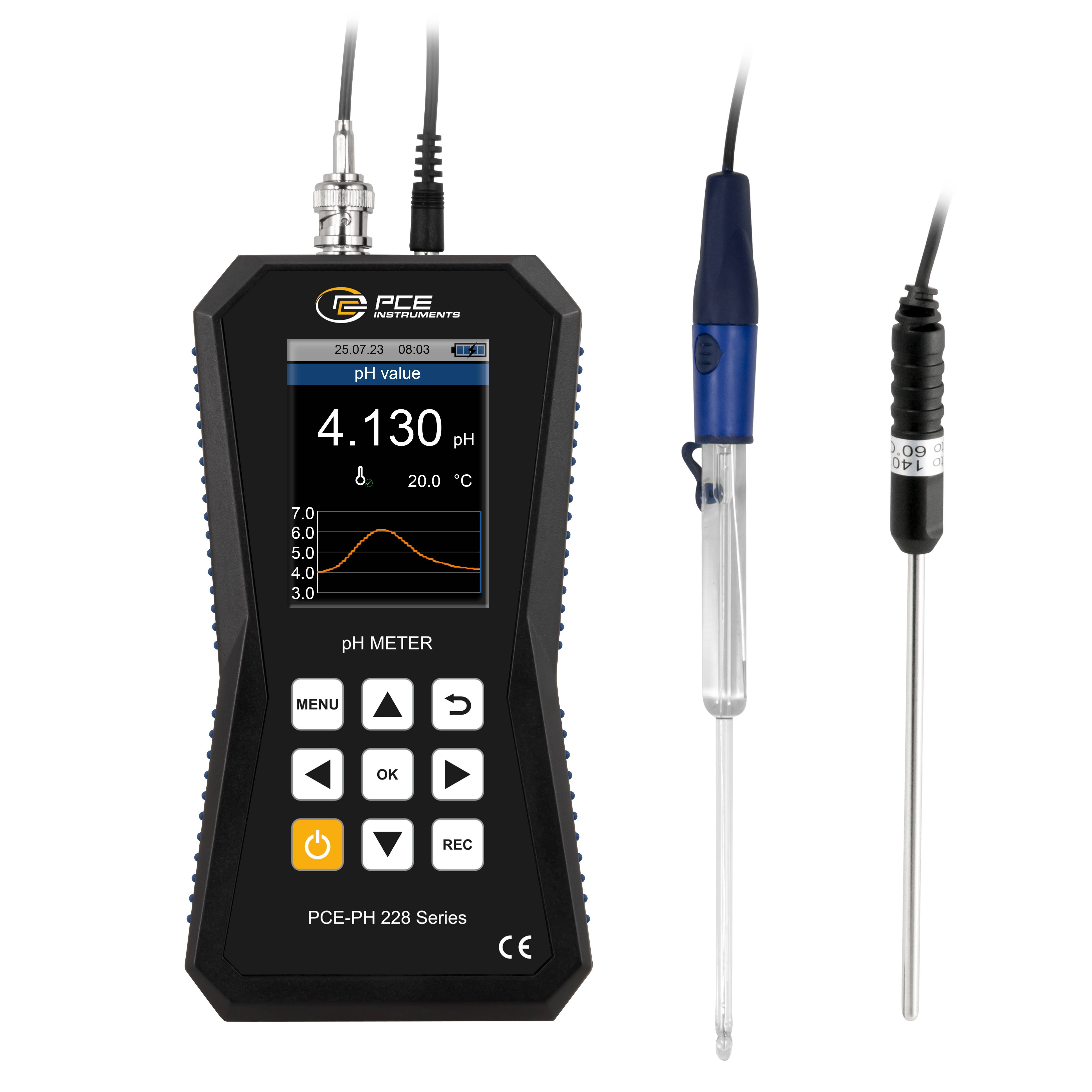 PCE Instruments Hochpräzises pH-Messgerät PCE-PH 228LAB-ME3-ICA inkl. ISO-Zertifikat |pH-Elektrode 3mm Mikrospitze-1
