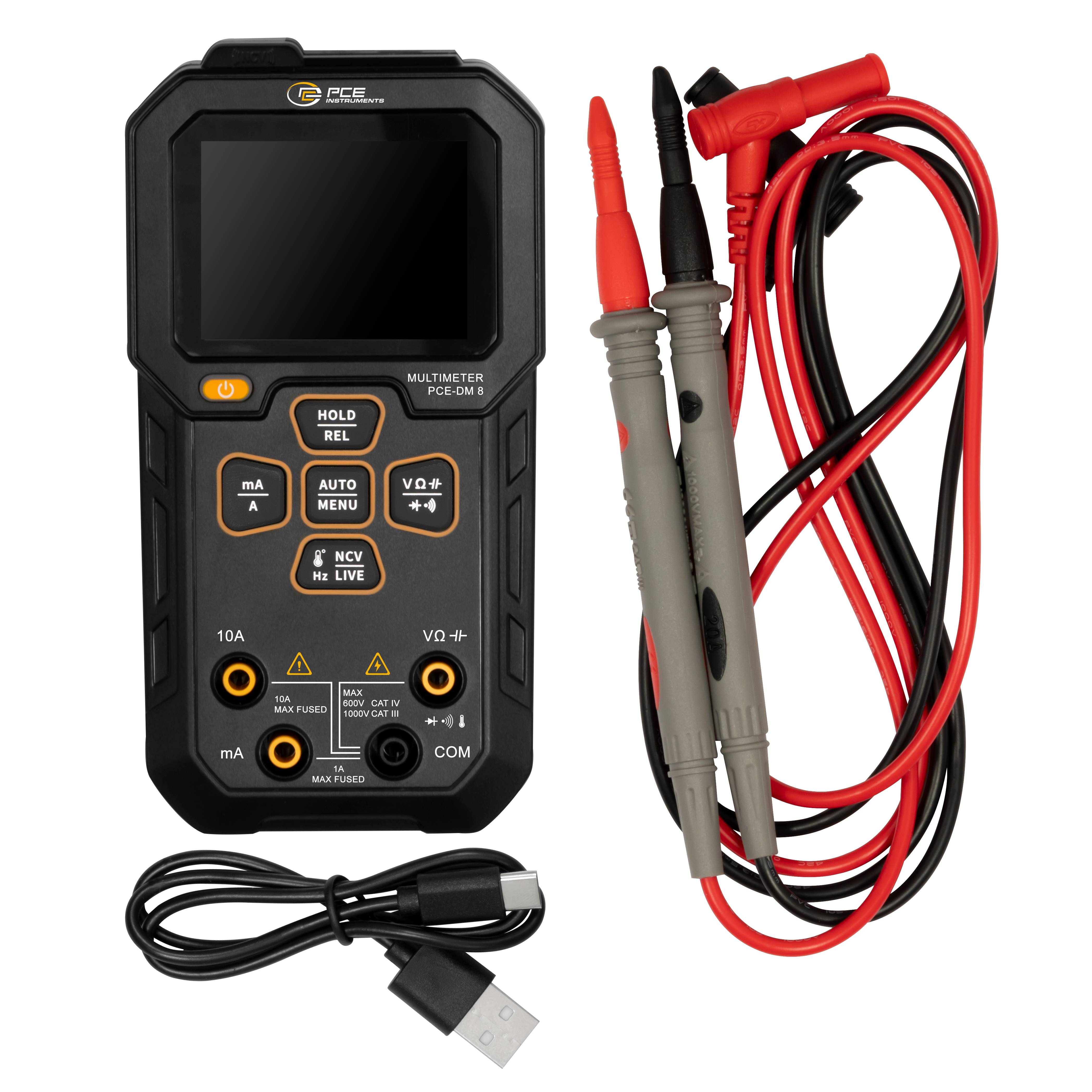 PCE Instruments PCE-DM 8 Hand-Multimeter digital Datenlogger CAT III 1000 V, CAT IV 600 V Anzeige (Counts): 9999-6