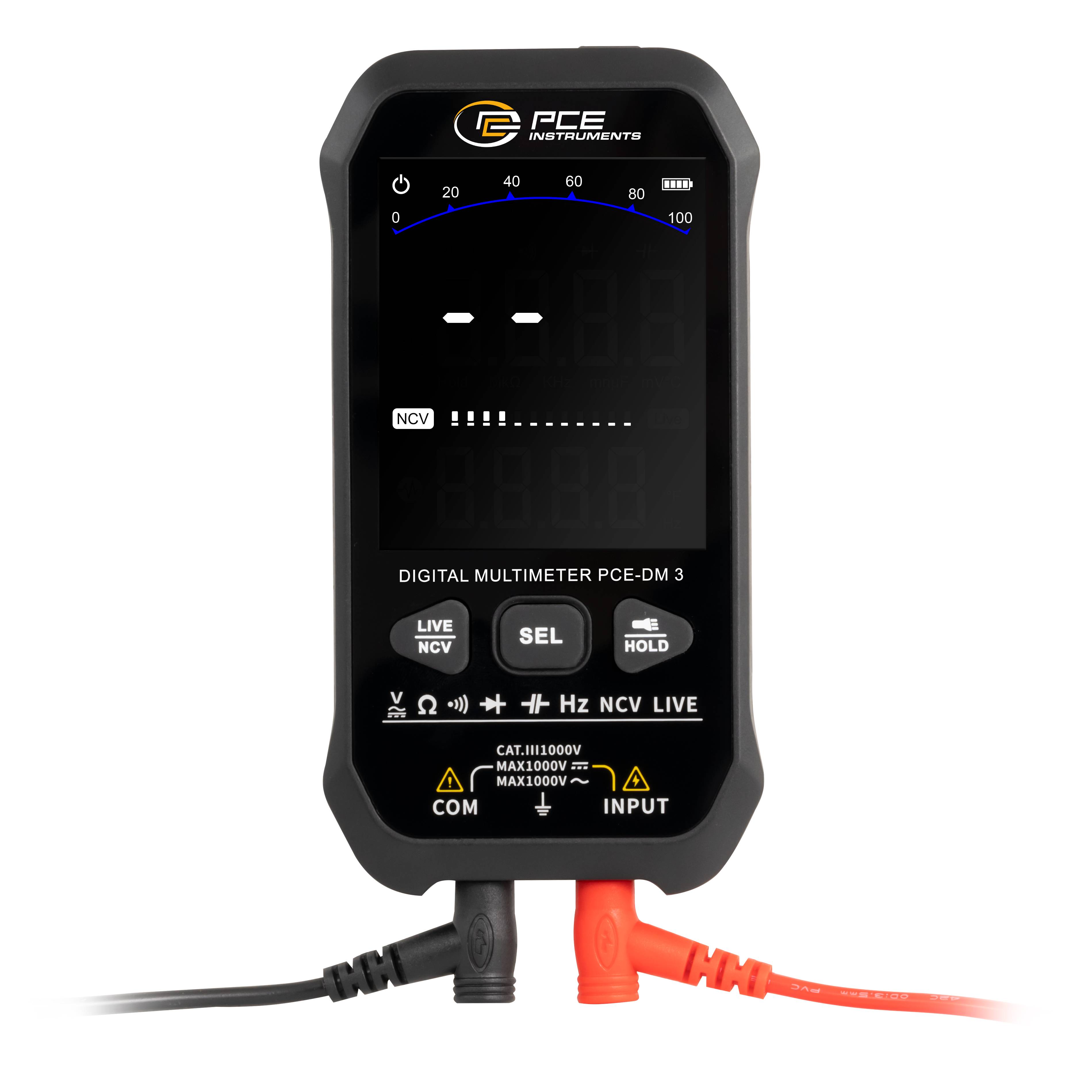 PCE Instruments PCE-DM 3 Hand-Multimeter digital Datenlogger CAT III 1000 V Anzeige (Counts): 9999-1