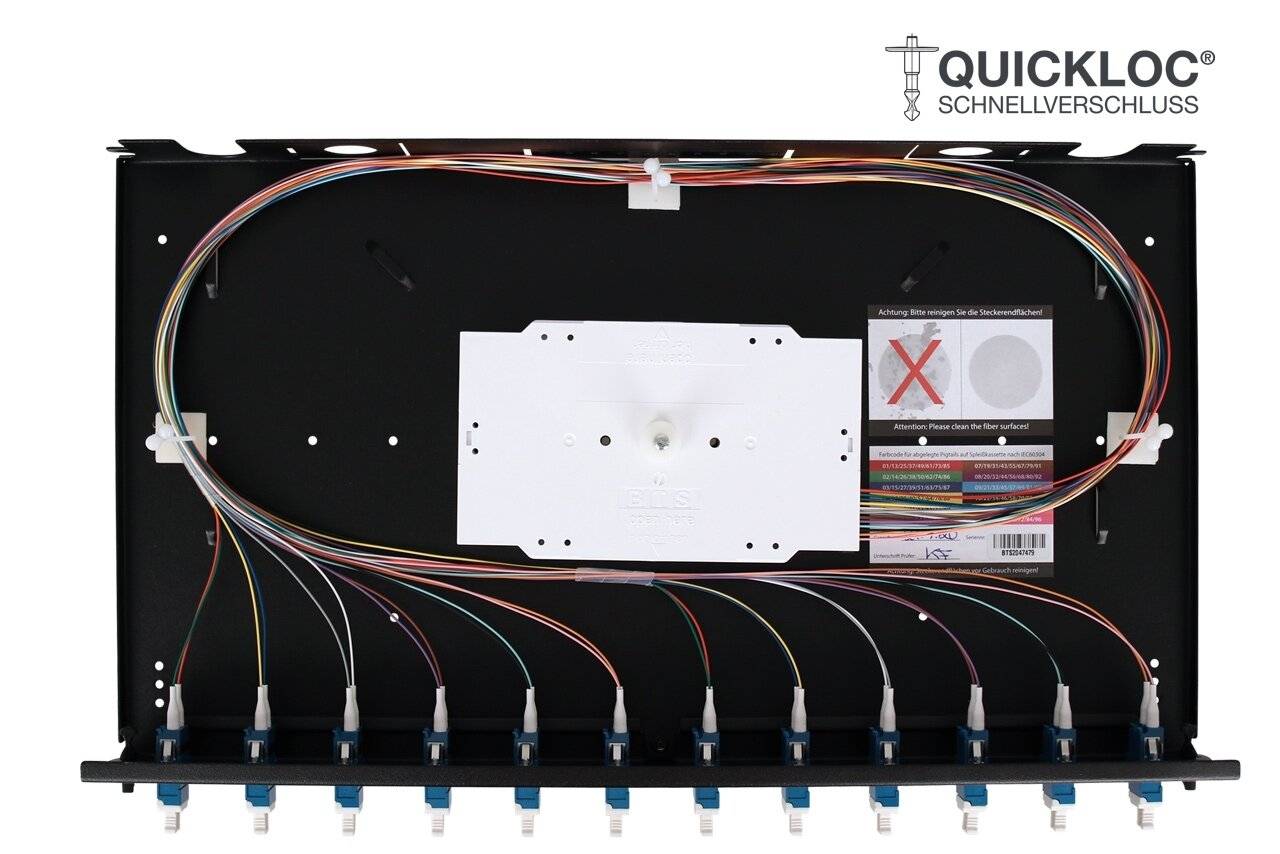 LWL Spleißbox Quick 12xLC Duplex OS2 spleißfertig 1HE, ausziehbar, schwarz-2