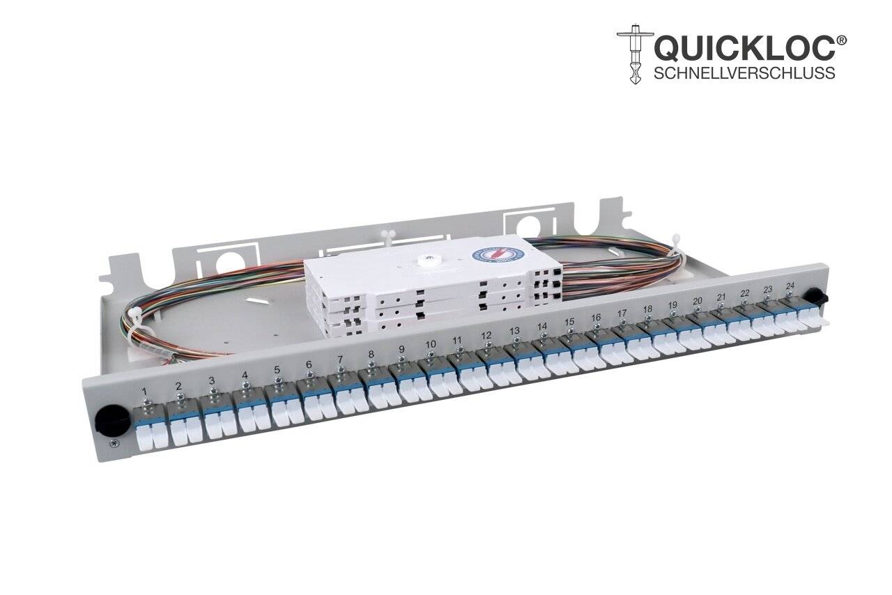 LWL Spleißbox Quick 24xE2000® Compact OS2 spleißfertig 1HE, ausziehbar, lichtgrau-0