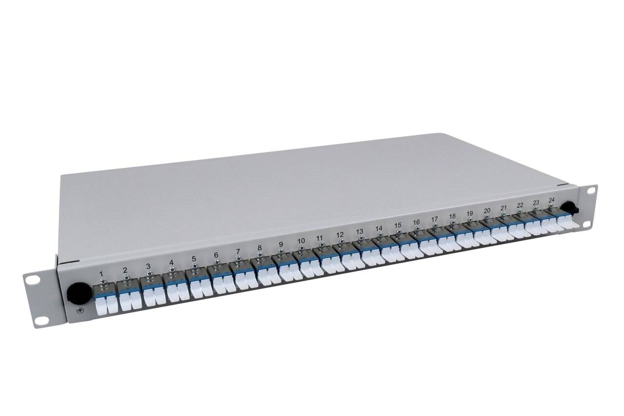 LWL Spleißbox Quick 24xE2000® Compact OS2 spleißfertig 1HE, ausziehbar, lichtgrau-1