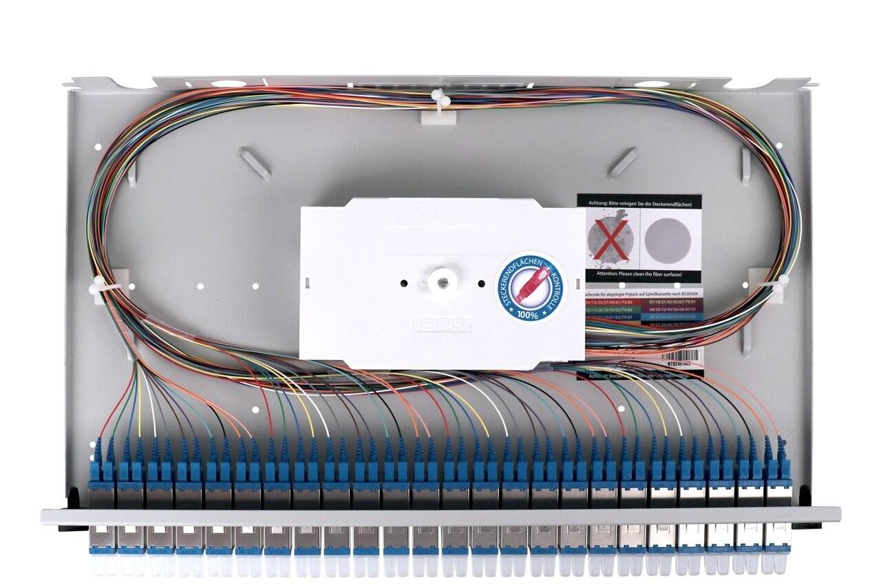 LWL Spleißbox Quick 24xE2000® Compact OS2 spleißfertig 1HE, ausziehbar, lichtgrau-2