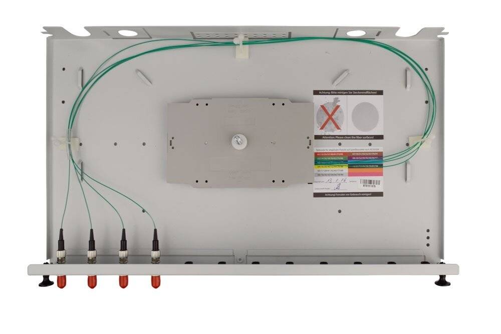 LWL Spleißbox V 4xST Simplex OM2 spleißfertig 1HE, ausziehbar, lichtgrau-2