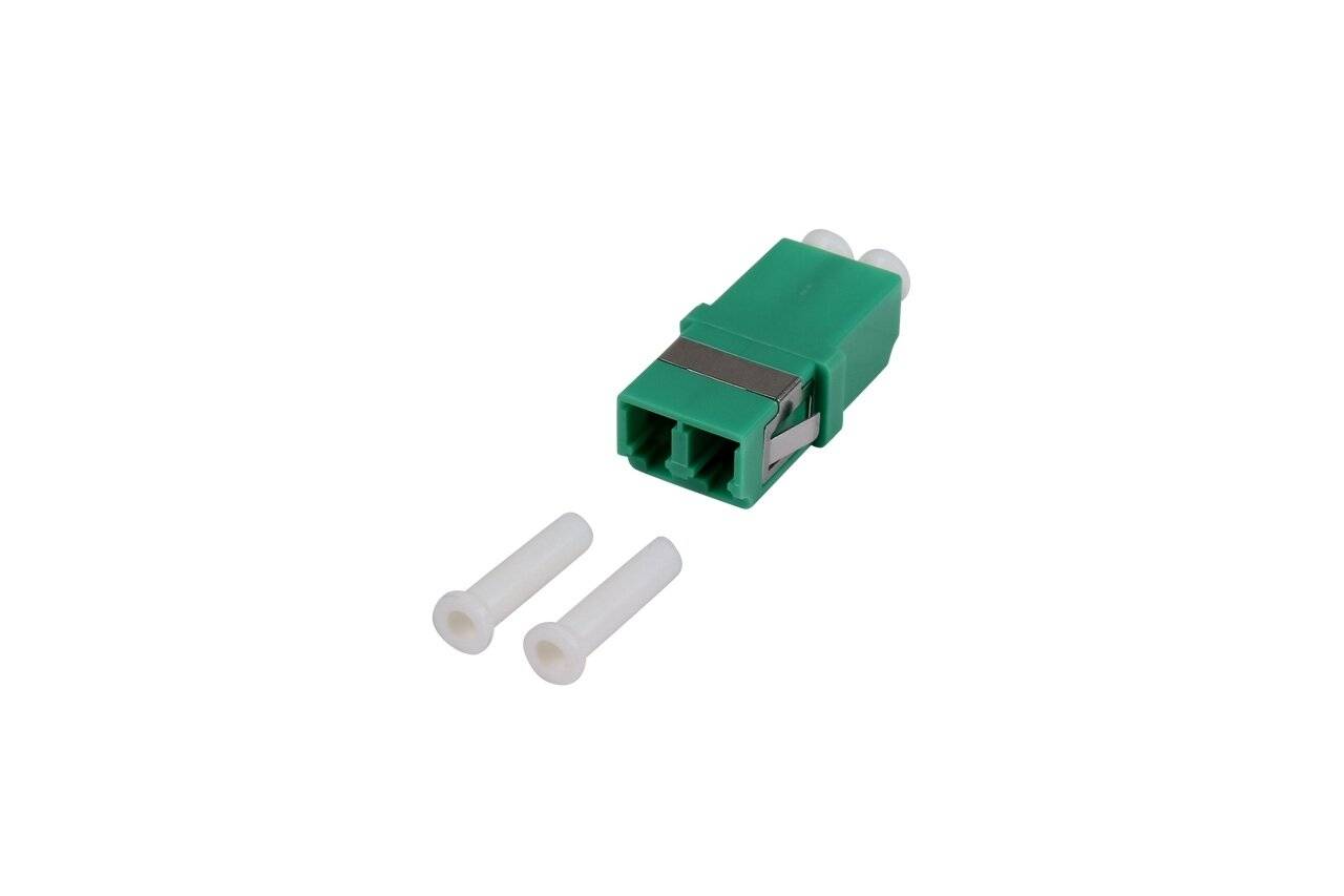 LWL Kupplung LC/APC Duplex mit Metallclip, ohne Flansch Singlemode, grün, Keramik-Sleeve,-1