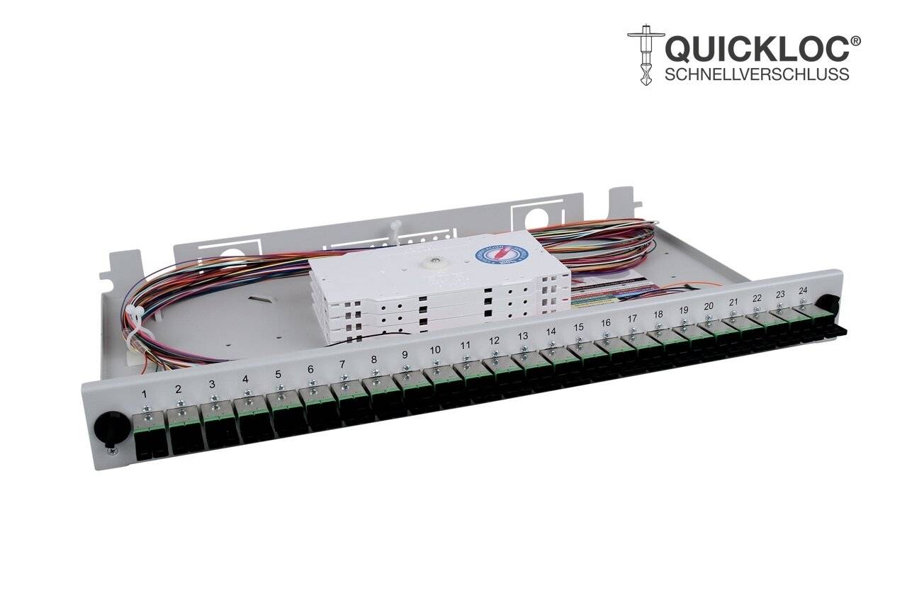 LWL Spleißbox Quick 24xE2000®/APC Compact OS2 spleißfertig 1HE, ausziehbar, lichtgrau-0