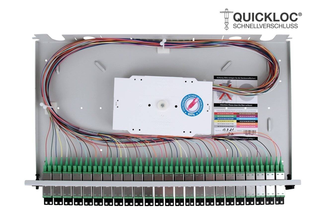 LWL Spleißbox Quick 24xE2000®/APC Compact OS2 spleißfertig 1HE, ausziehbar, lichtgrau-2