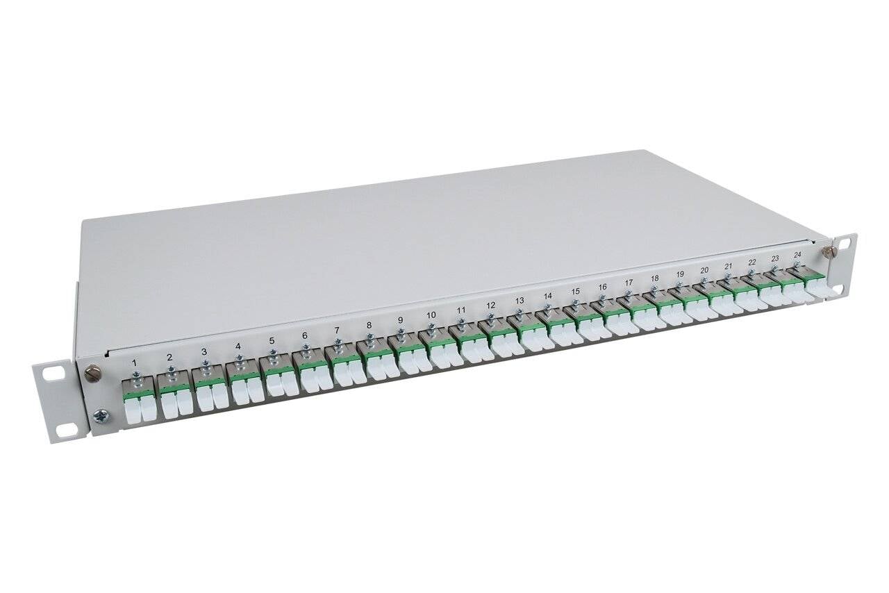 LWL Spleißbox flex 24xE2000®/APC Compact OS2 spleißfertig 1HE, ausziehbar, lichtgrau-0