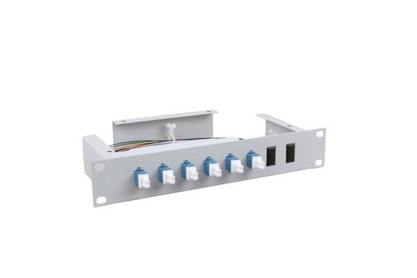 LWL Spleißbox 10" 6xLC Duplex OS2 spleißfertig 1HE, Festeinbau, lichtgrau