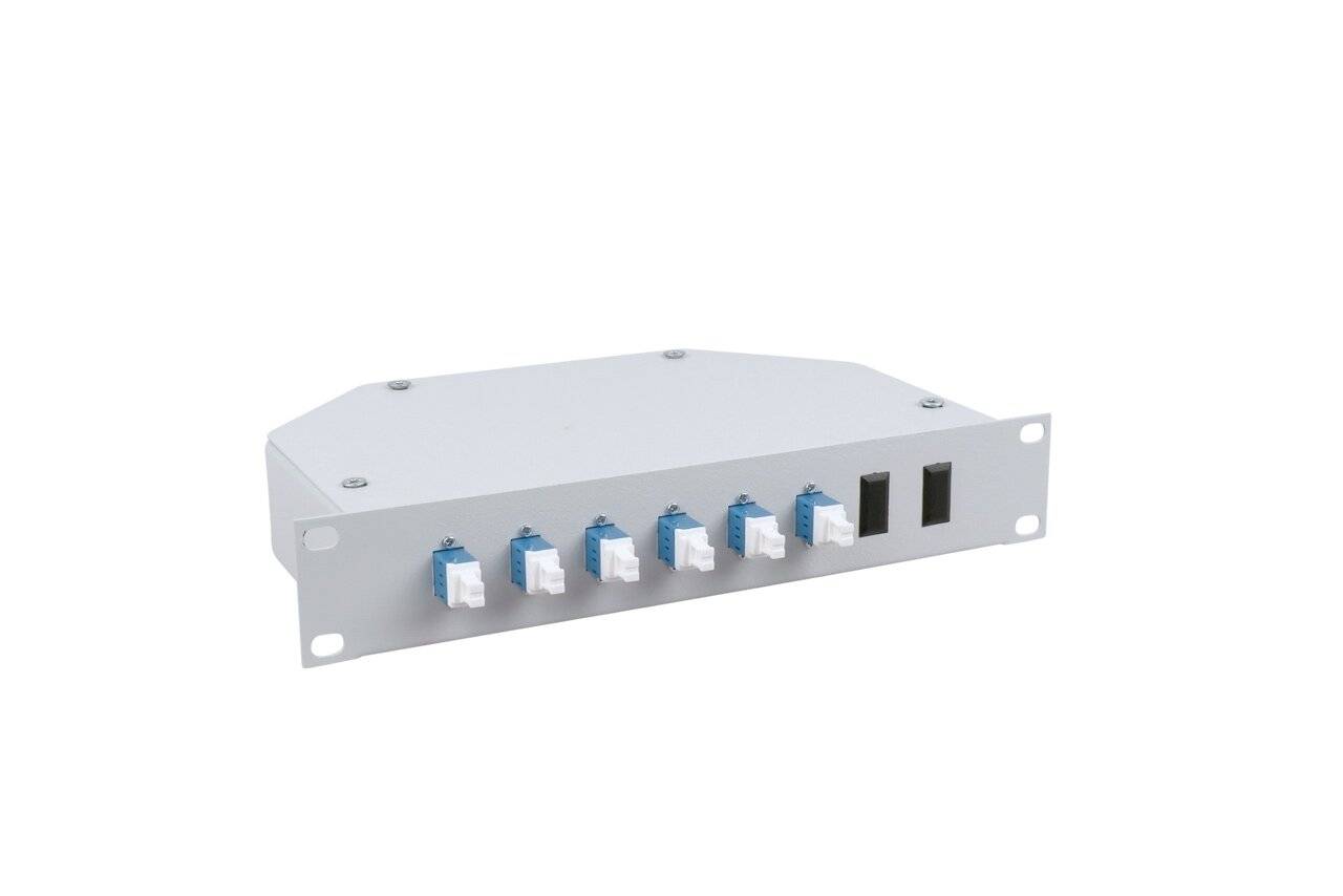 LWL Spleißbox 10" 6xLC Duplex OS2 spleißfertig 1HE, Festeinbau, lichtgrau-1