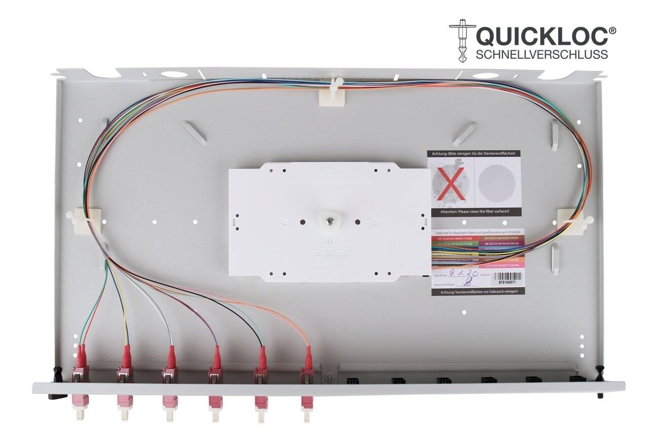 LWL Spleißbox Quick 6xLC Duplex OM4 spleißfertig 1HE, ausziehbar, lichtgrau-2