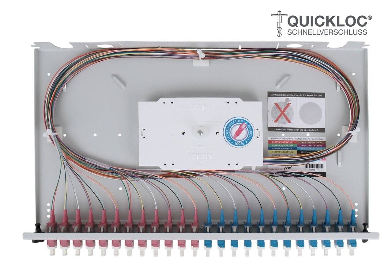 LWL Spleißbox Quick 24xLC Duplex OM4+OS2 spleißfertig 1HE, ausziehbar, lichtgrau-2