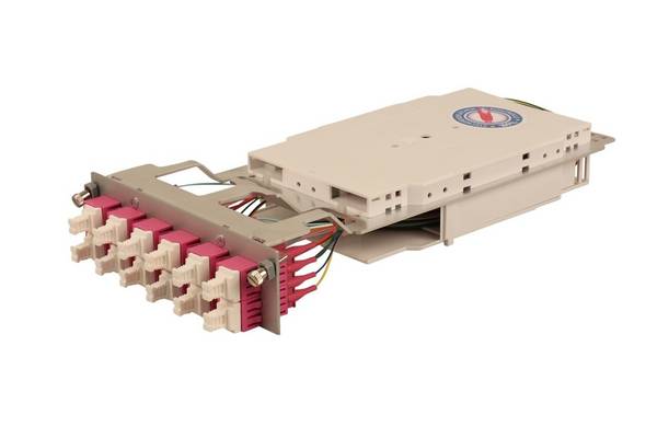LWL Compact Modul 12xLC Duplex OM4 Spleißfertig, 3HE, 7TE, Snap-in