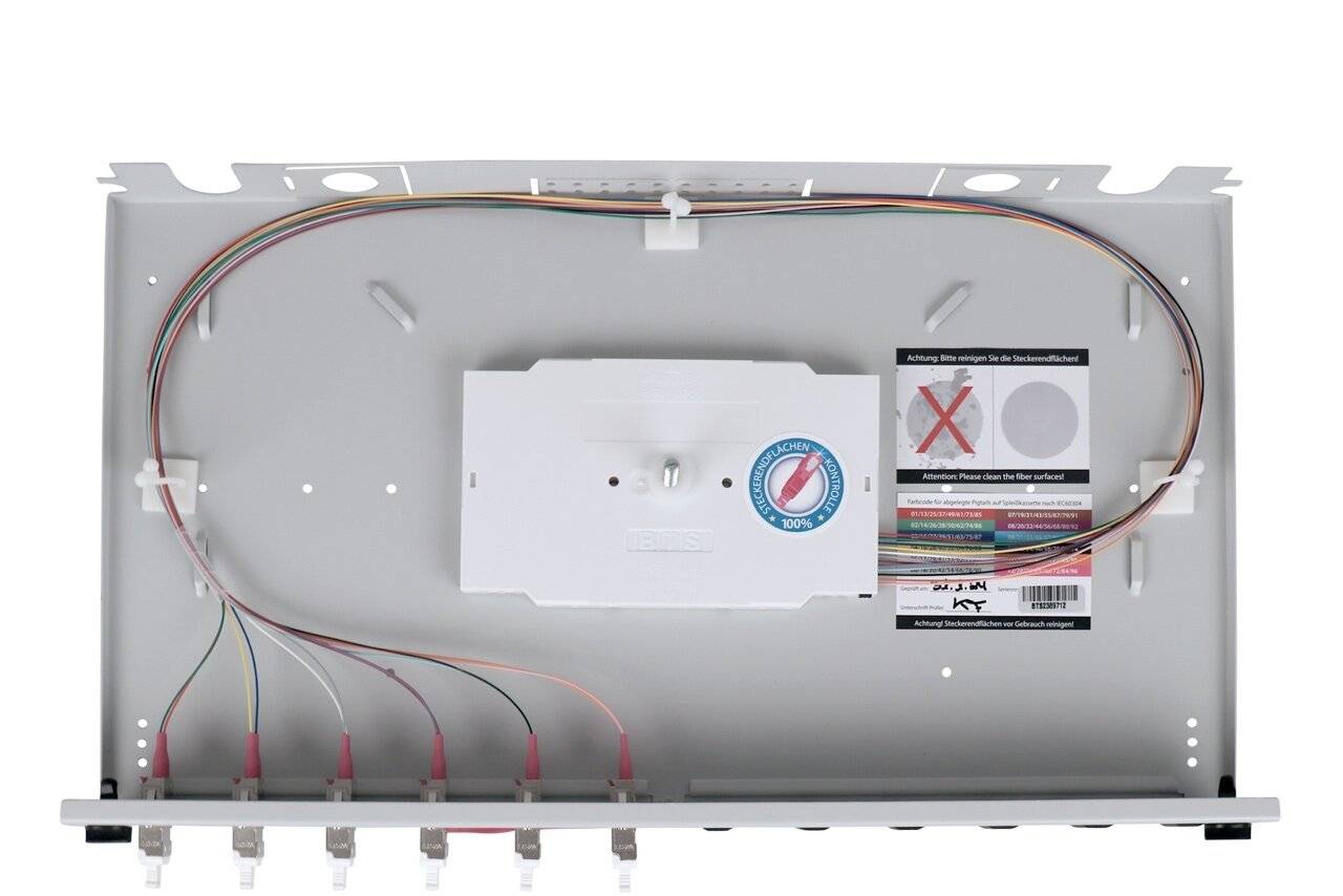 LWL Spleißbox Quick 6xLC Duplex OM4 spleißfertig 1HE, ausziehbar, lichtgrau-2