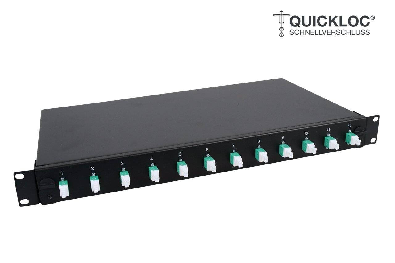 LWL Spleißbox Quick 12xLC/APC Duplex OS2 spleißfertig 1HE, ausziehbar, schwarz-1
