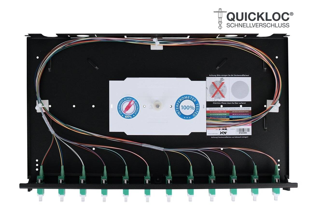 LWL Spleißbox Quick 12xLC/APC Duplex OS2 spleißfertig 1HE, ausziehbar, schwarz-2