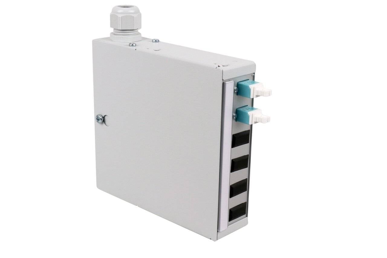 LWL Hutschienenspleißverteiler Flex 2xLC Duplex OM3 spleißfertig für Tragschiene TH35-1