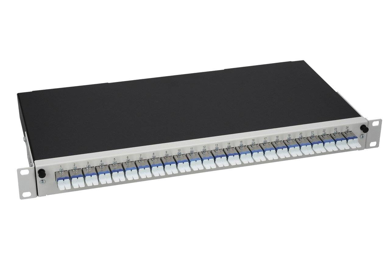 LWL Spleißbox One 24xE2000®/PC Compact OS2 spleißfertig 1HE, ausziehbar, lichtgrau-1