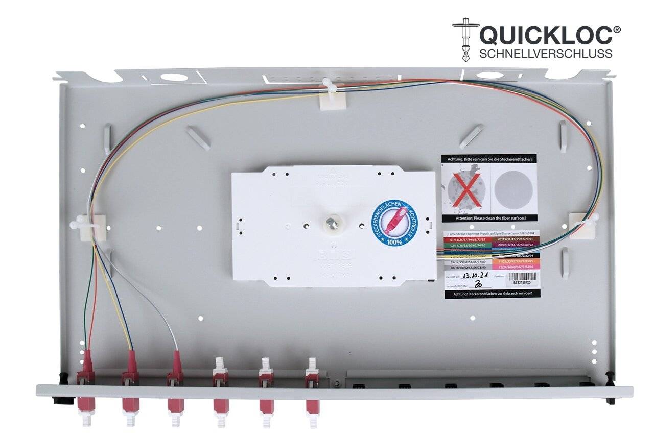 LWL Spleißbox Quick 6xLC Duplex mit 6 Fasern OM4 spleißfertig 1HE, ausziehbar, lichtgrau-2
