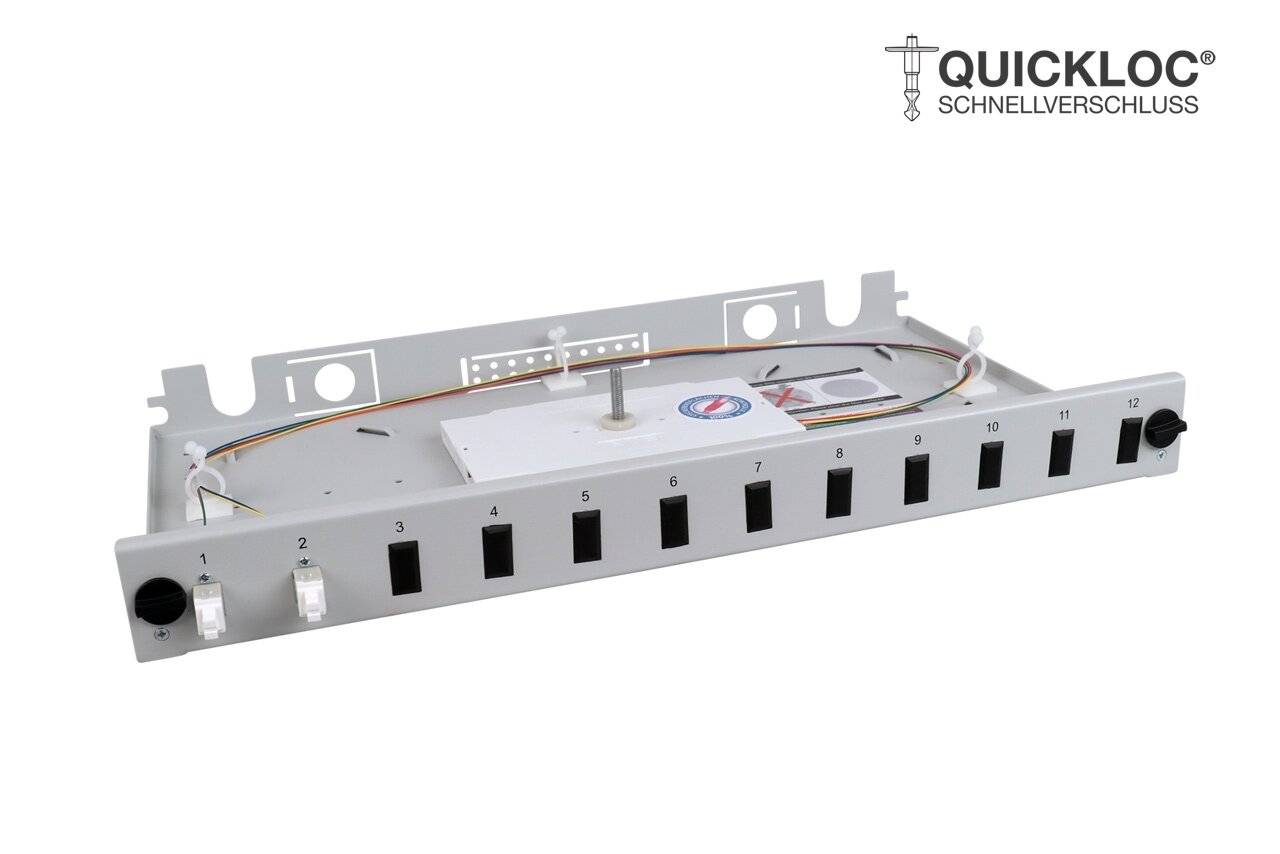 LWL Spleißbox Quick 2xLC Duplex OM2 spleißfertig 1HE, ausziehbar, lichtgrau-0