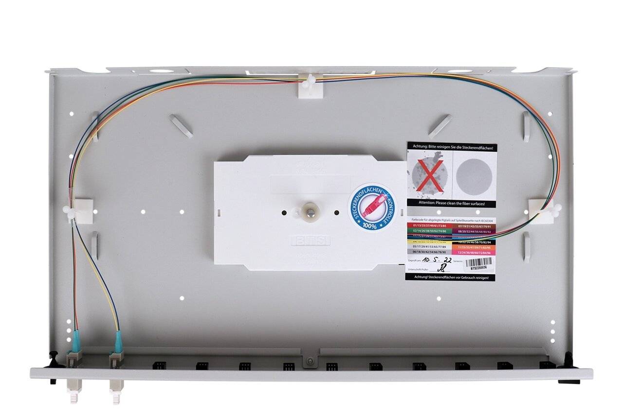LWL Spleißbox Quick 2xLC Duplex OM2 spleißfertig 1HE, ausziehbar, lichtgrau-2