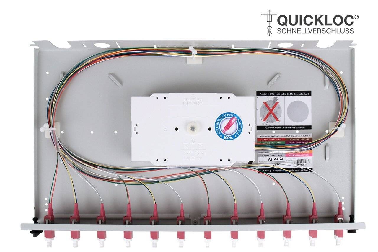 LWL Spleißbox Quick 12xLC Duplex OM4 spleißfertig 1HE, ausziehbar, schwarz-2