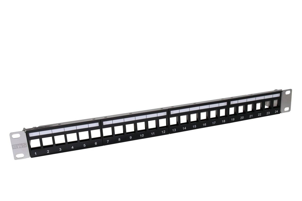 Keystone Patchpanel flex 24-port, 1HE, unbestückt, geschirmt, schwarz-0