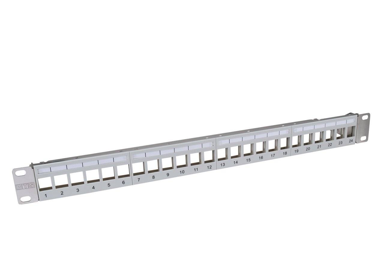 Keystone Patchpanel flex 24-port, 1HE, unbestückt, geschirmt, lichtgrau-0