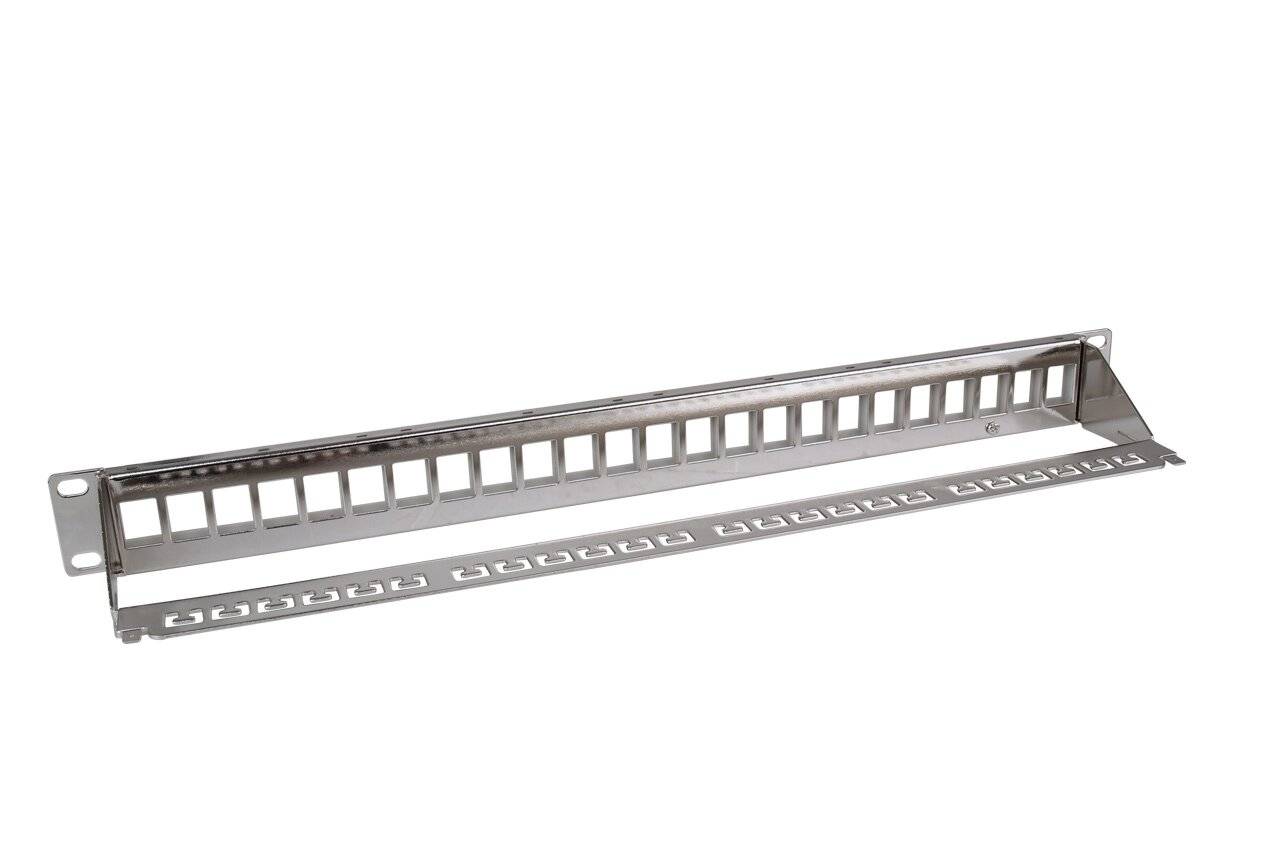 Keystone Patchpanel flex 24-port, 1HE, unbestückt, geschirmt, lichtgrau-1