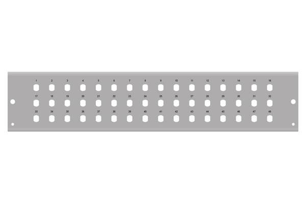 Frontplatte 48xST-SX für LWL Spleißbox 2HE, lichtgrau