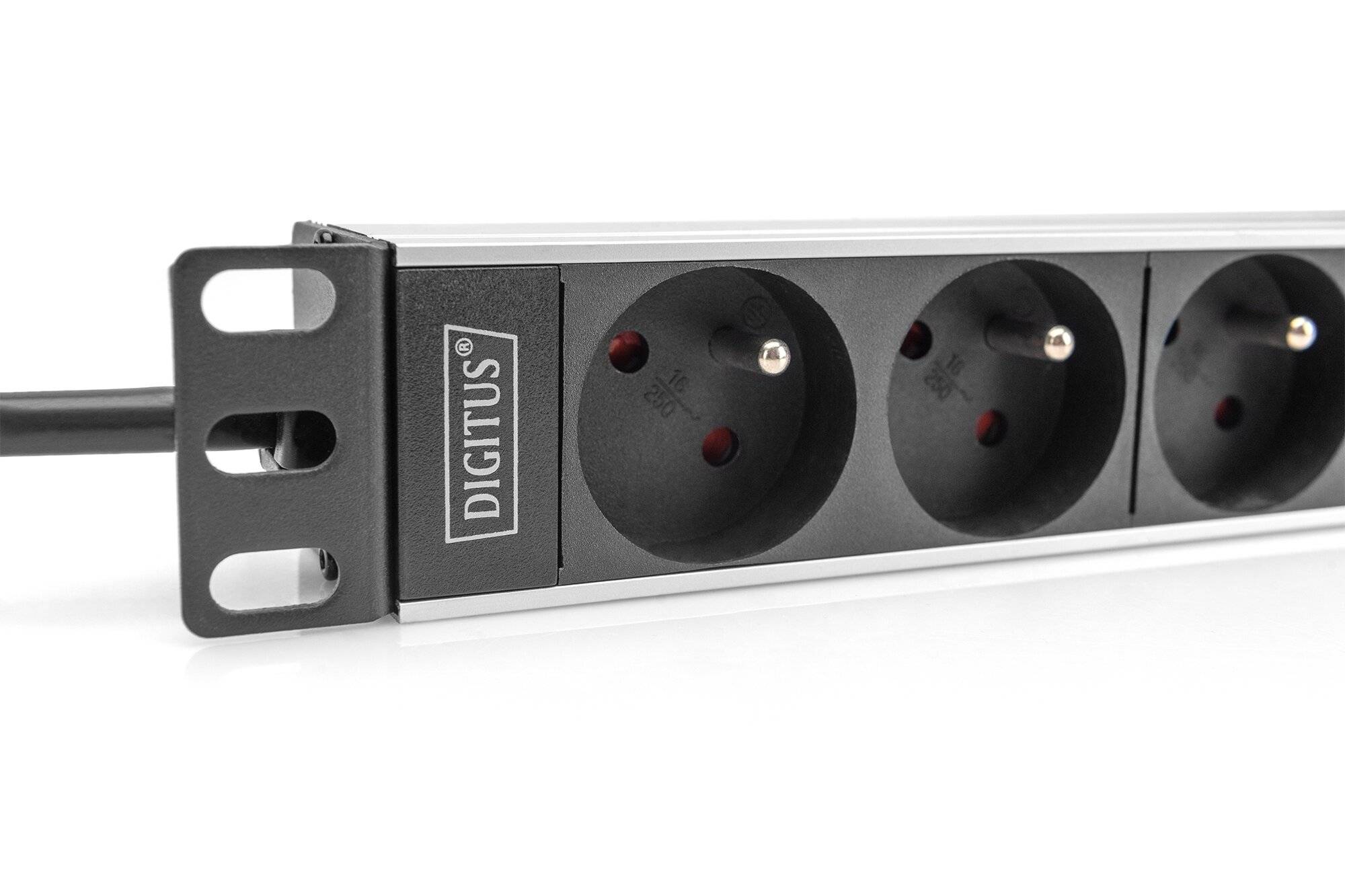 1U-Aluminium-PDU, 254 mm (10") Rack-Montage, 4x CEE 7/5 Steckdose, 16A, 4000W, 250VAC 50/60Hz-1