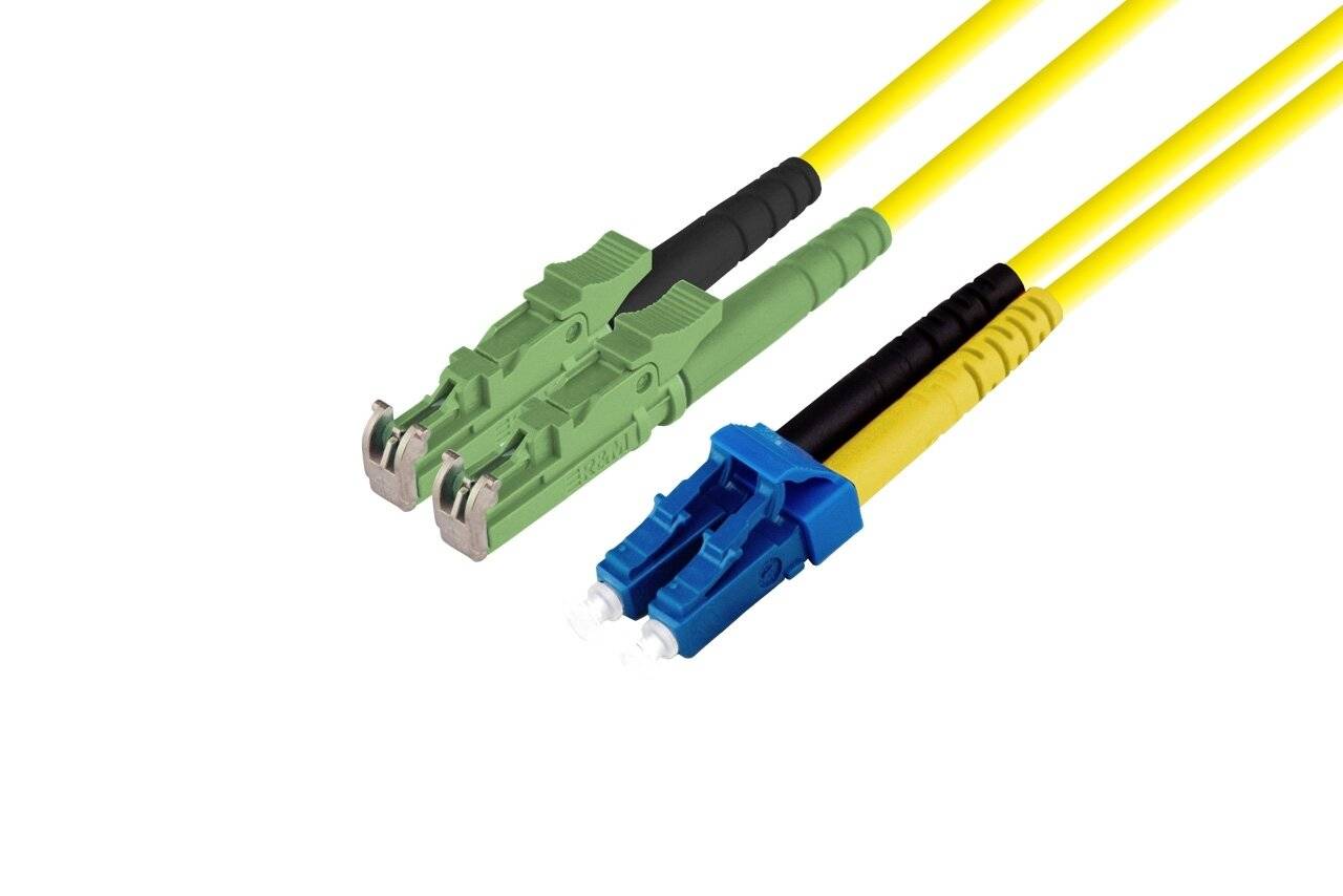 LWL Duplex Patchkabel E2000®/APC-LC E9/125µm OS2 in gelb - 15m 15m-0