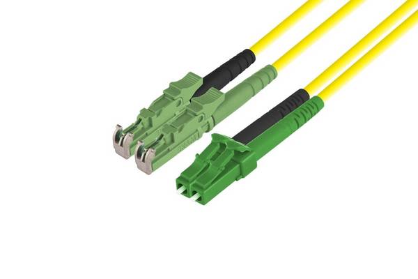 LWL Duplex Patchkabel E2000®/APC-LC/APC - 1m E9/125µm OS2 in gelb 1m