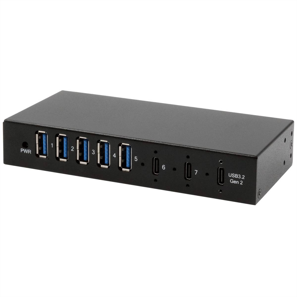 EXSYS EX-12297HMS 7 Port USB 3.2 Gen 2x1 Metall HUB, mit 2x USB-C und 5x USB-A 3.2 Gen 1 Ports-4