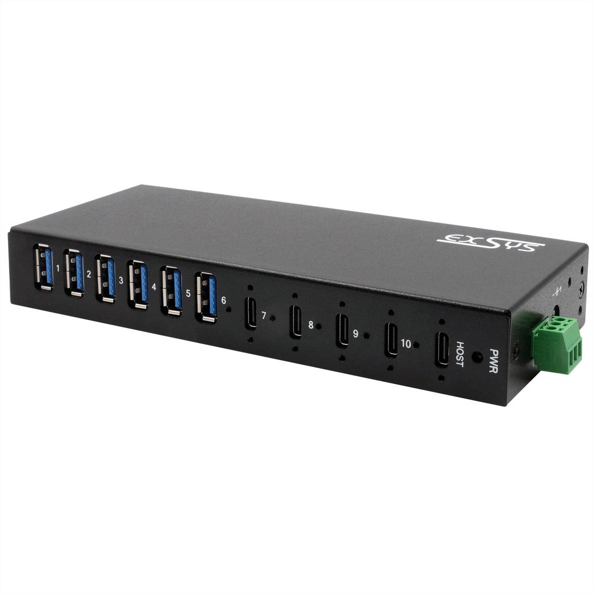 EXSYS EX-12290HMS 10 Port USB 3.2 Gen 2x1 Metall HUB, mit 4x USB-C und 6x USB-A 3.2 Gen 1 Ports-4