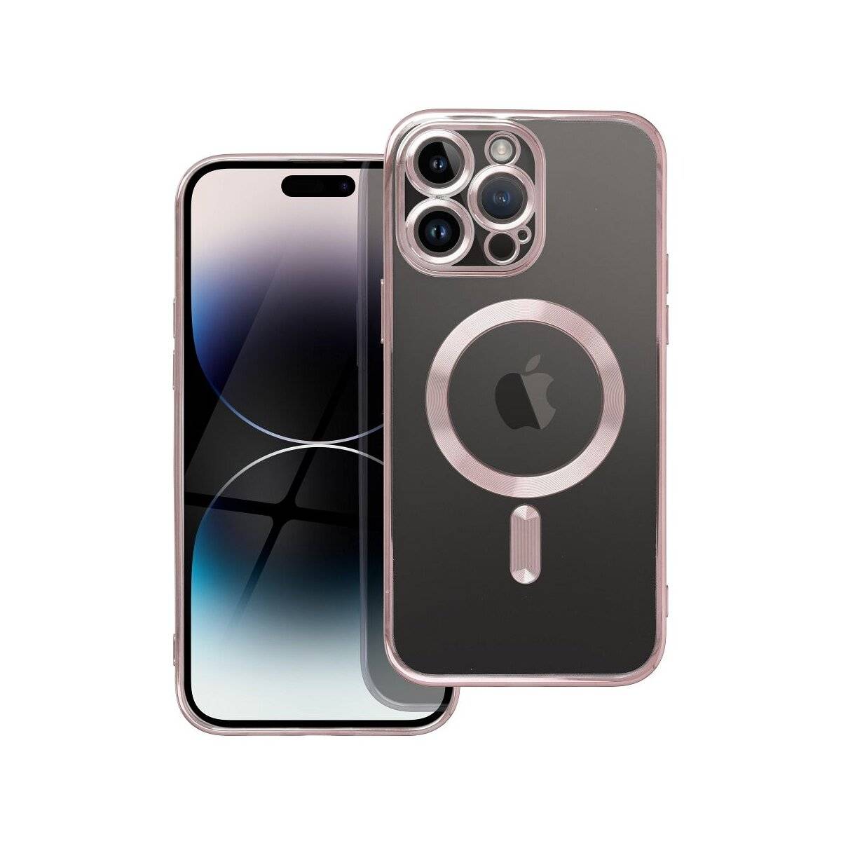 Electro Mag Cover Handyhülle Modern Teiltransparent Rosagold mit Magnetring Kompatibel mit Apple iPhone 17 Pro-0