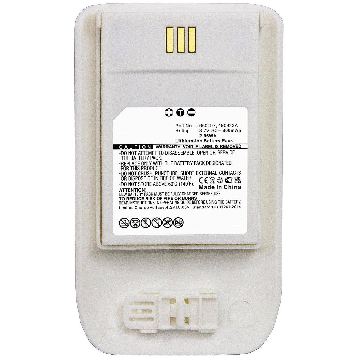CoreParts Battery 2.96Wh Li-ion 3.7V 800mAh White for Mitel, Ascom-0