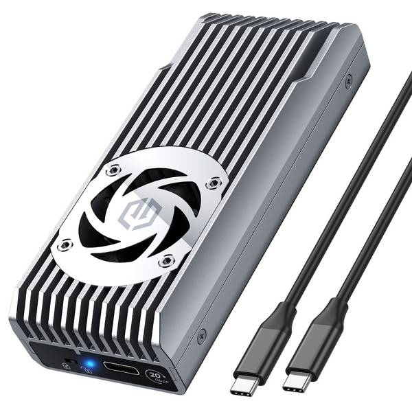 GrauGear externes Gehäuse M.2 NVMe mit Lüfter 20Gbit - Laufwerks-Gehäuse - Gehäuse - Lüfter