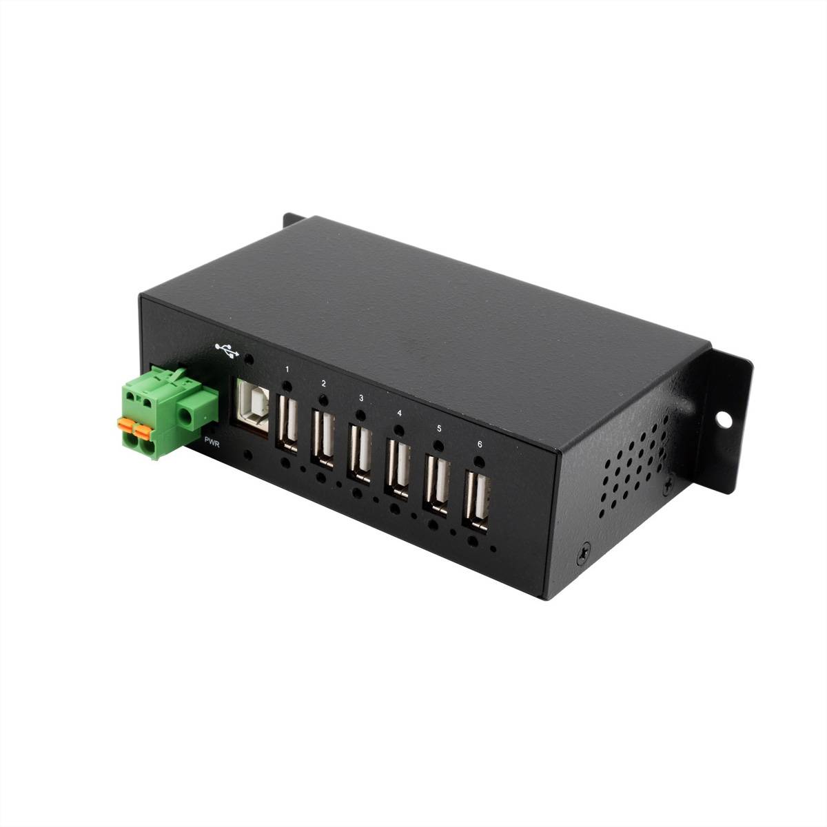 EXSYS EX-1596HMVS 6 Port USB 2.0 Metall HUB mit 15KV ESD Überspannungs-Schutz (Din-Rail)-0