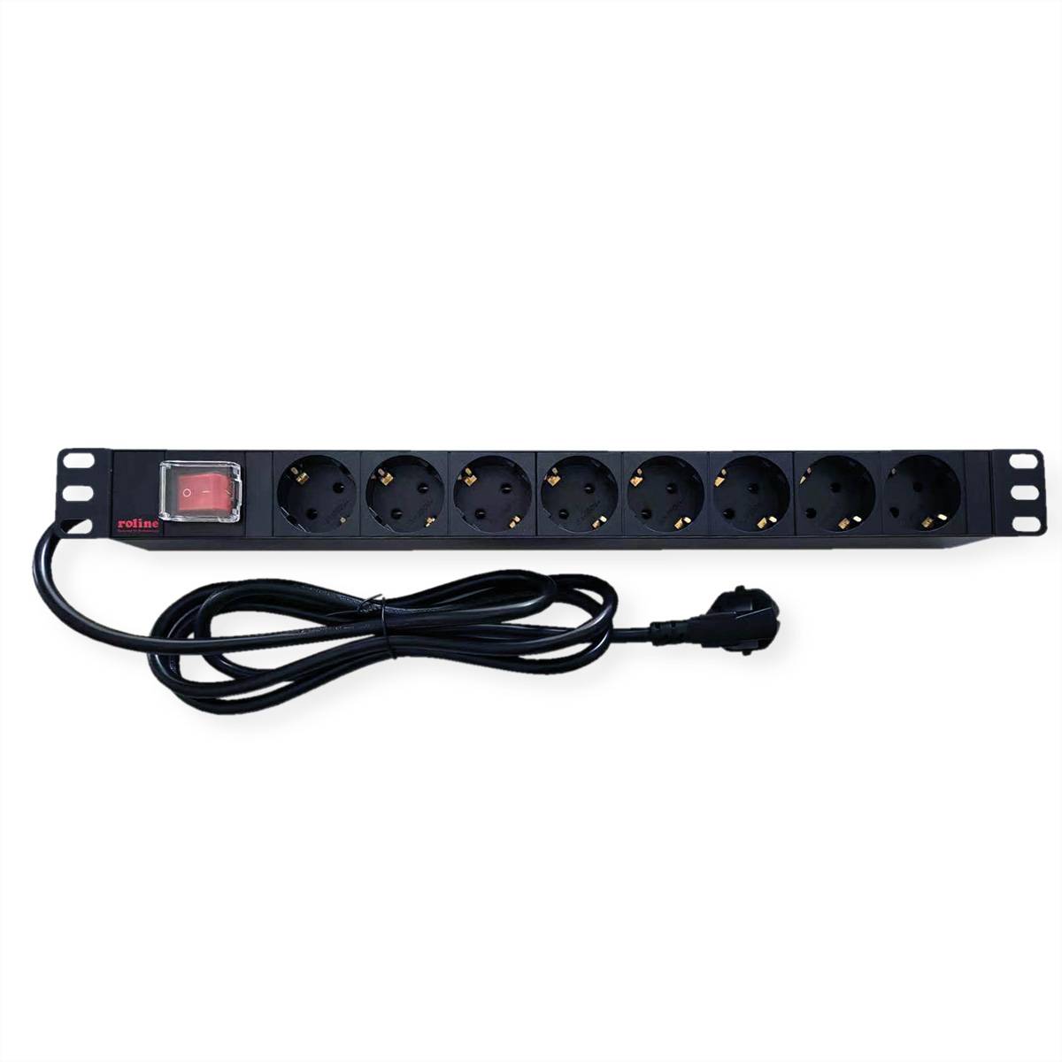 ROLINE 19-Zoll-Steckdosenleiste 8fach, mit Ein-/Aus-Schalter, schwarz, 2 m-4