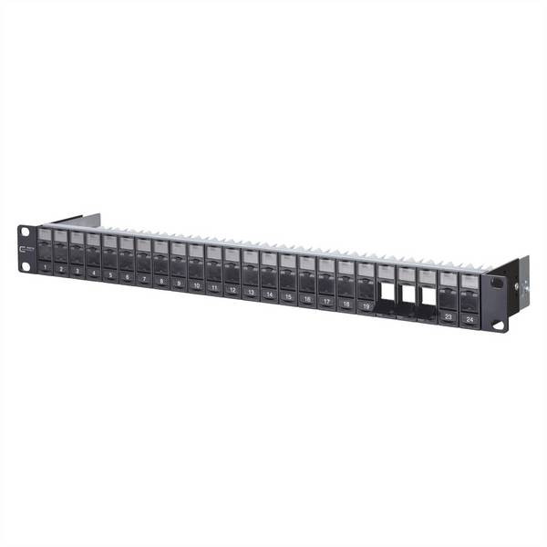 METZ CONNECT Keystone 19 Zoll Modulträger 1HE, 24 Port unbestückt, geschirmt, schwarz